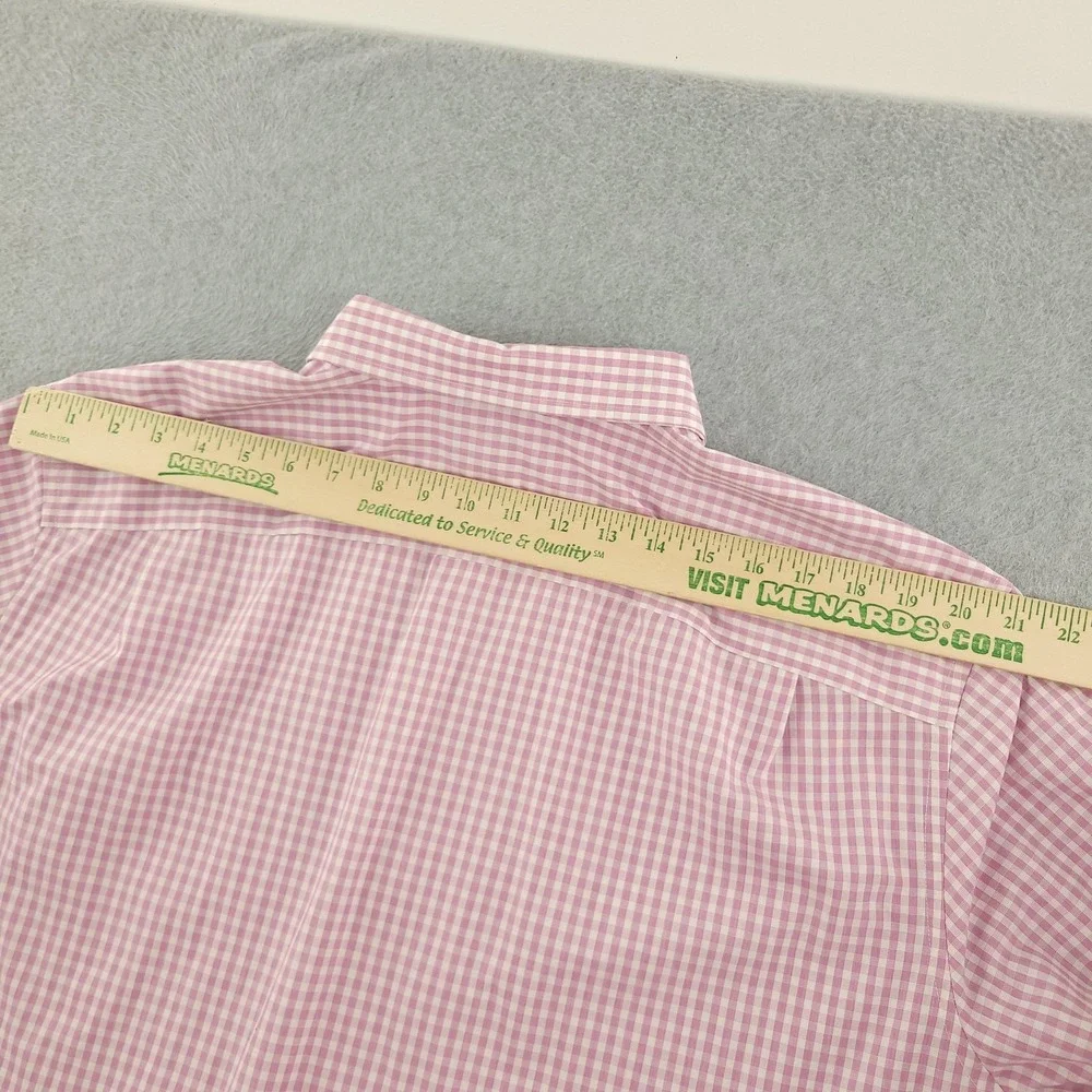 Banana Republic Dress Shirt Mens 2XL Pink Gingham Classic Non Iron Button Down